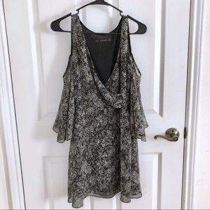 Zara Black dress w/ grey print (shoulder cutouts)